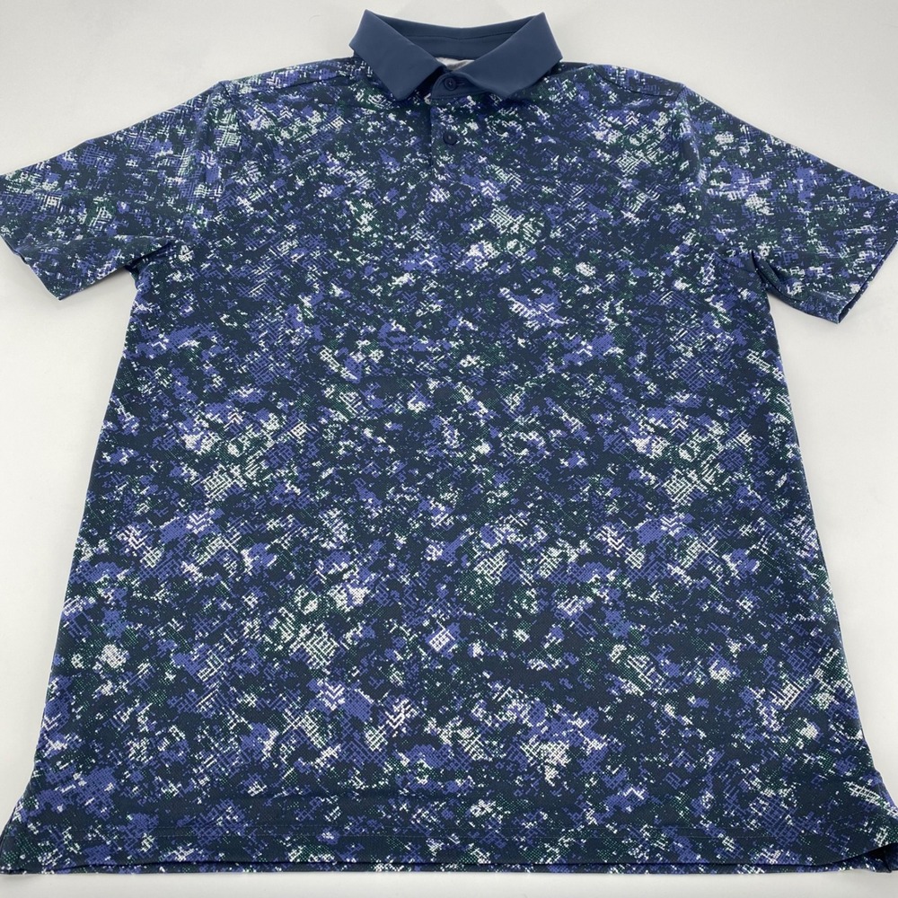Under Armour Men's Loose Fit Polo Shirt Short Sleeve Blue Green Abstract Print S